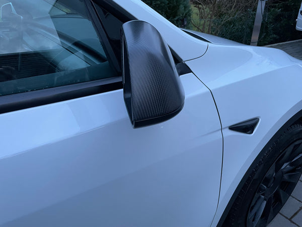 Tesla Model Y Echt Carbon Spiegelabdeckungen - matt